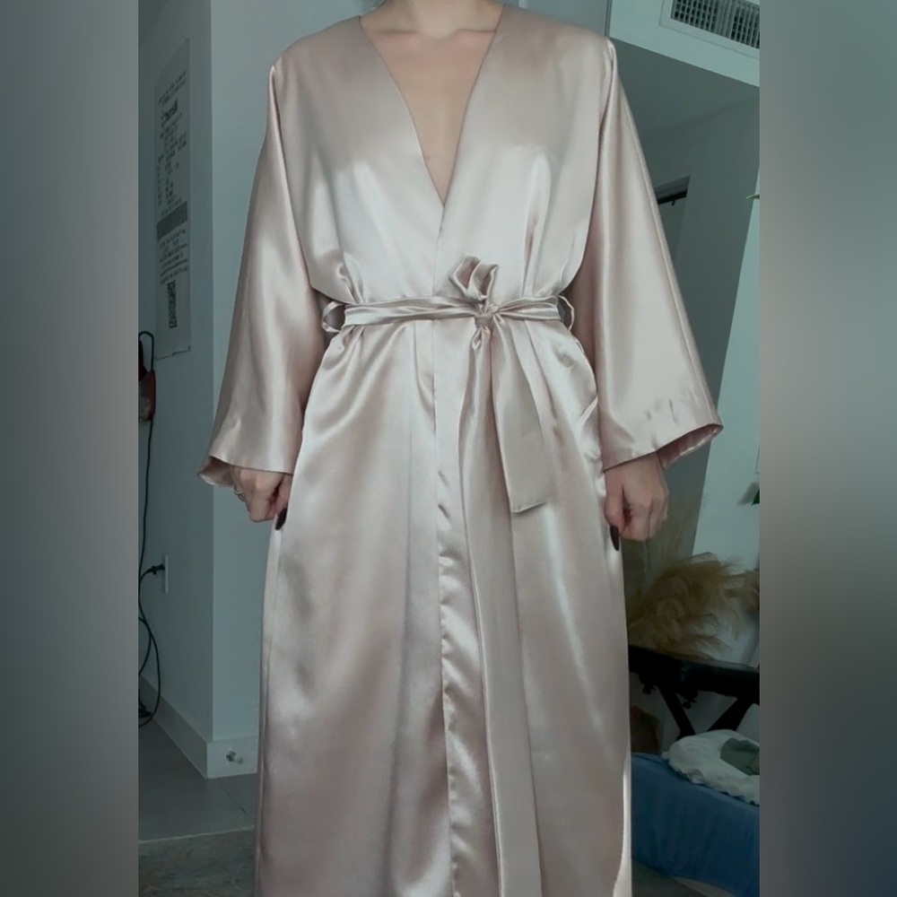 Custom made satin robe dress trench